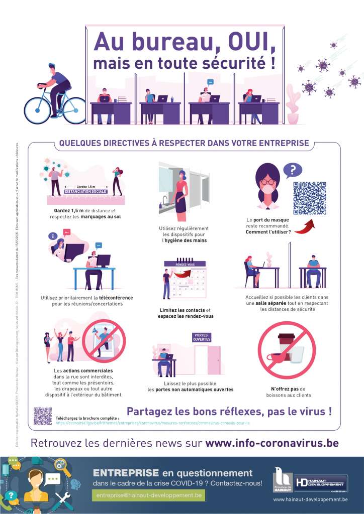 Affiche "Au bureau, oui, mais en toute sécurité"