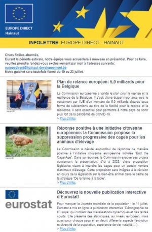INFOLETTRE EUROPE DIRECT - HAINAUT n° 19 (14/07/2021)